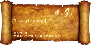 Aranyi Gergő névjegykártya